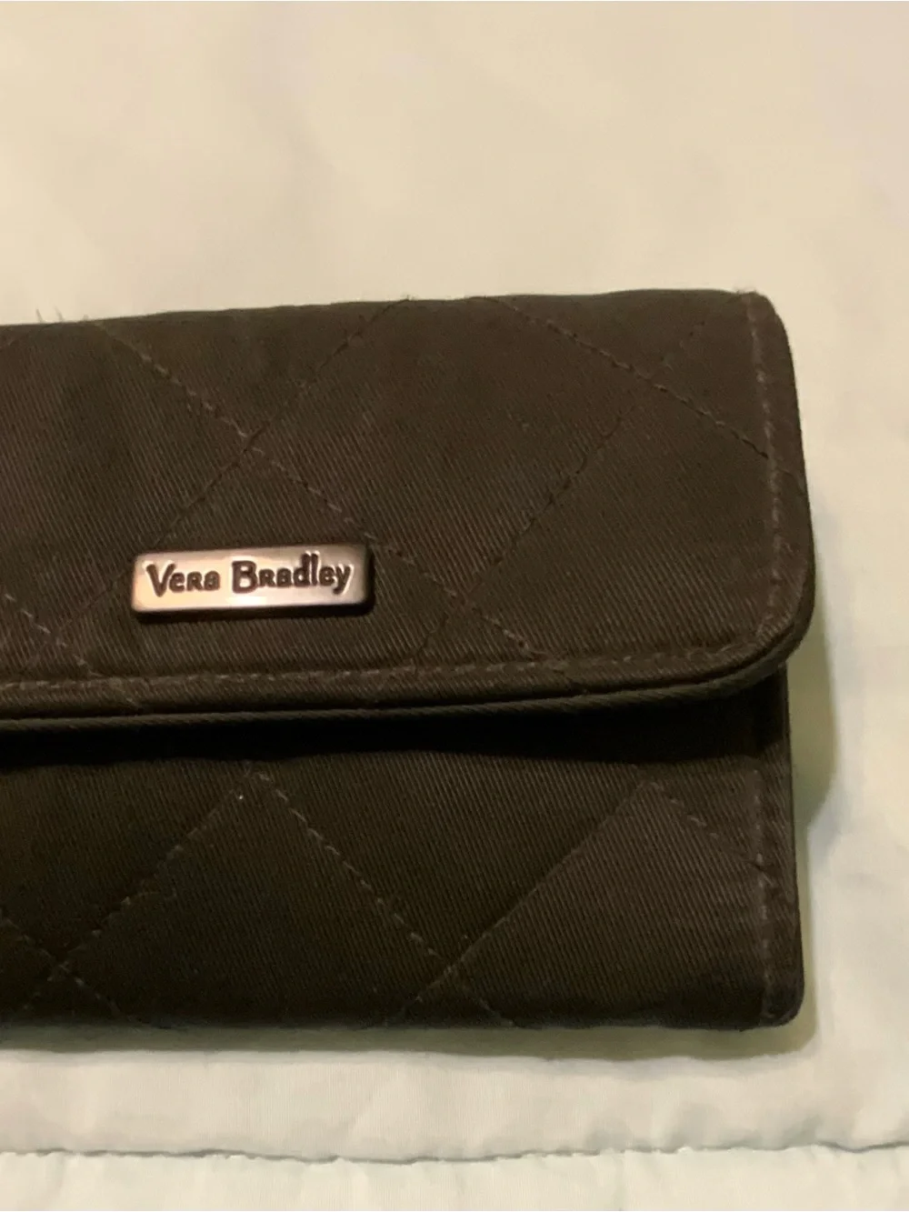 Vera Bradley Cotton Quilted Trifold Wallet Black floral